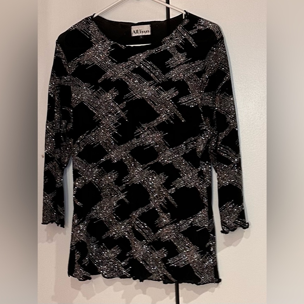 All Hours Black and Silver Women's Blouse